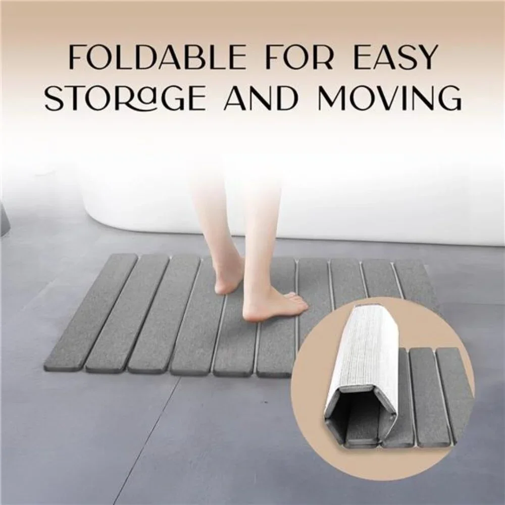 Stone Bath Mat Diatomaceous Earth Quick Dry Non Slip Absorbent Shower Mat
